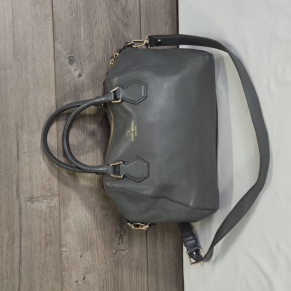 Kate Spade Gray Leather Satchel Shoulder Bag